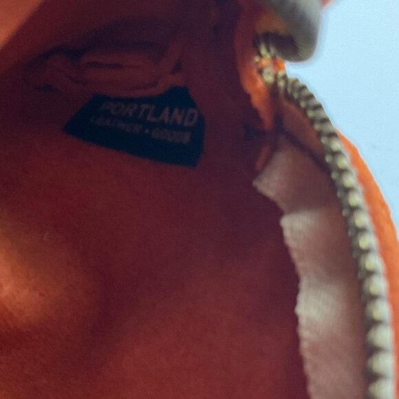 Portland Leather Goods Fortune Cookie Pouch Keychain Orange Leather Boho - Picture 8 of 16